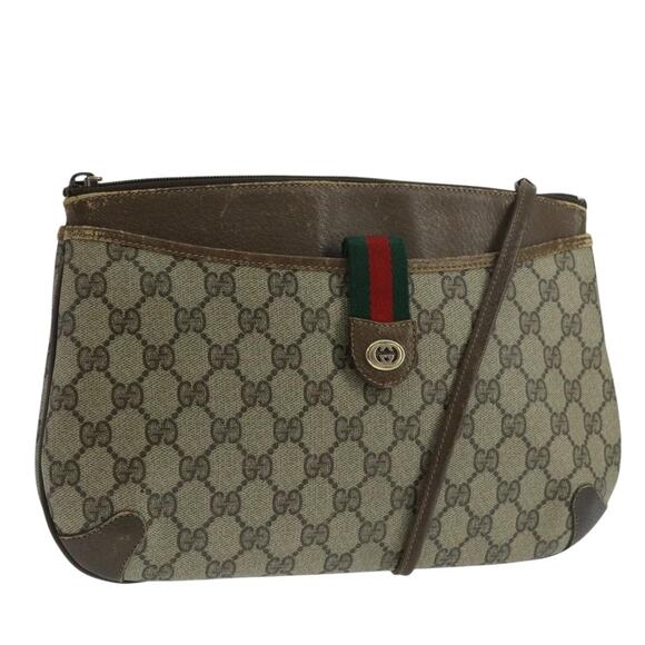 GUCCI GG Supreme Web Sherry Line Shoulder Bag Pvc Beige 89 02 026 - Picture 1 of 16